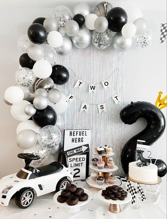 IWERP Black 4 Balloon – 40-Inch Number Balloon for 4th Birthday Party (Gold Accent)