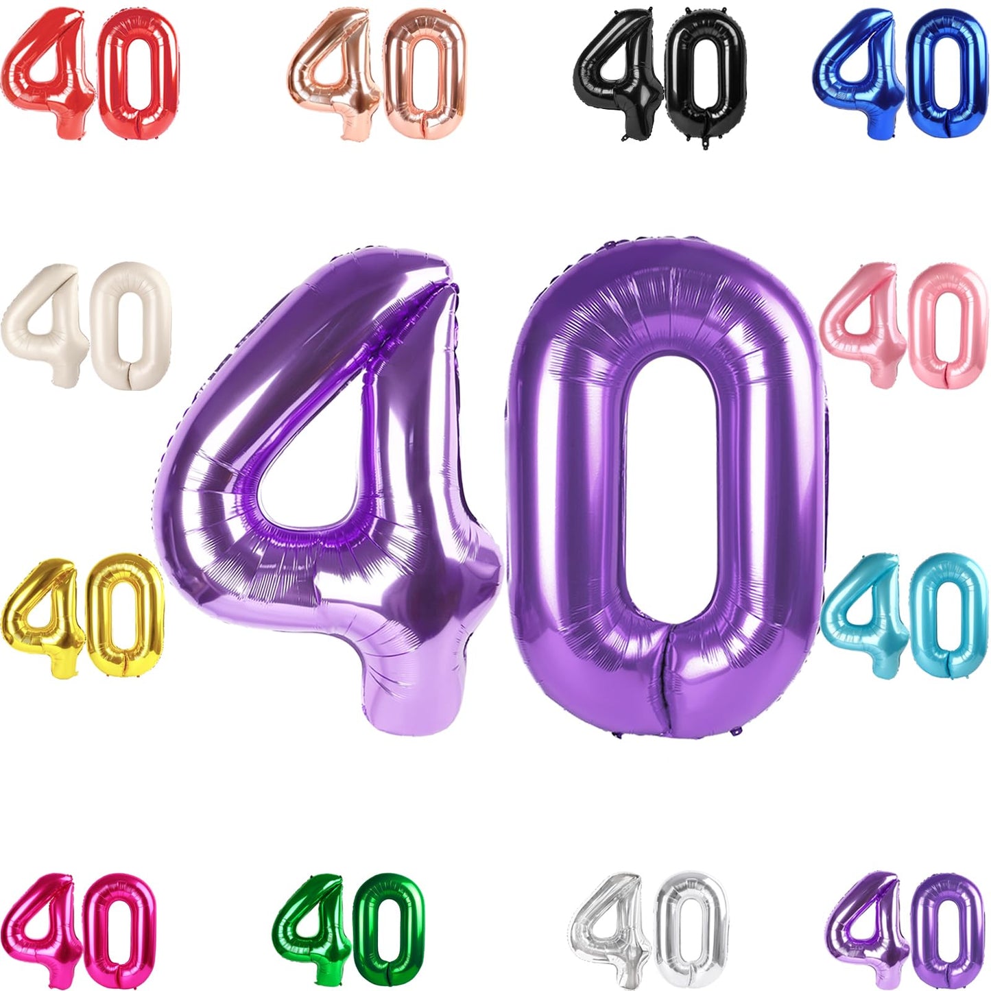 IWERP 40-Inch Purple Number Balloon | 40th Birthday & Anniversary Decor