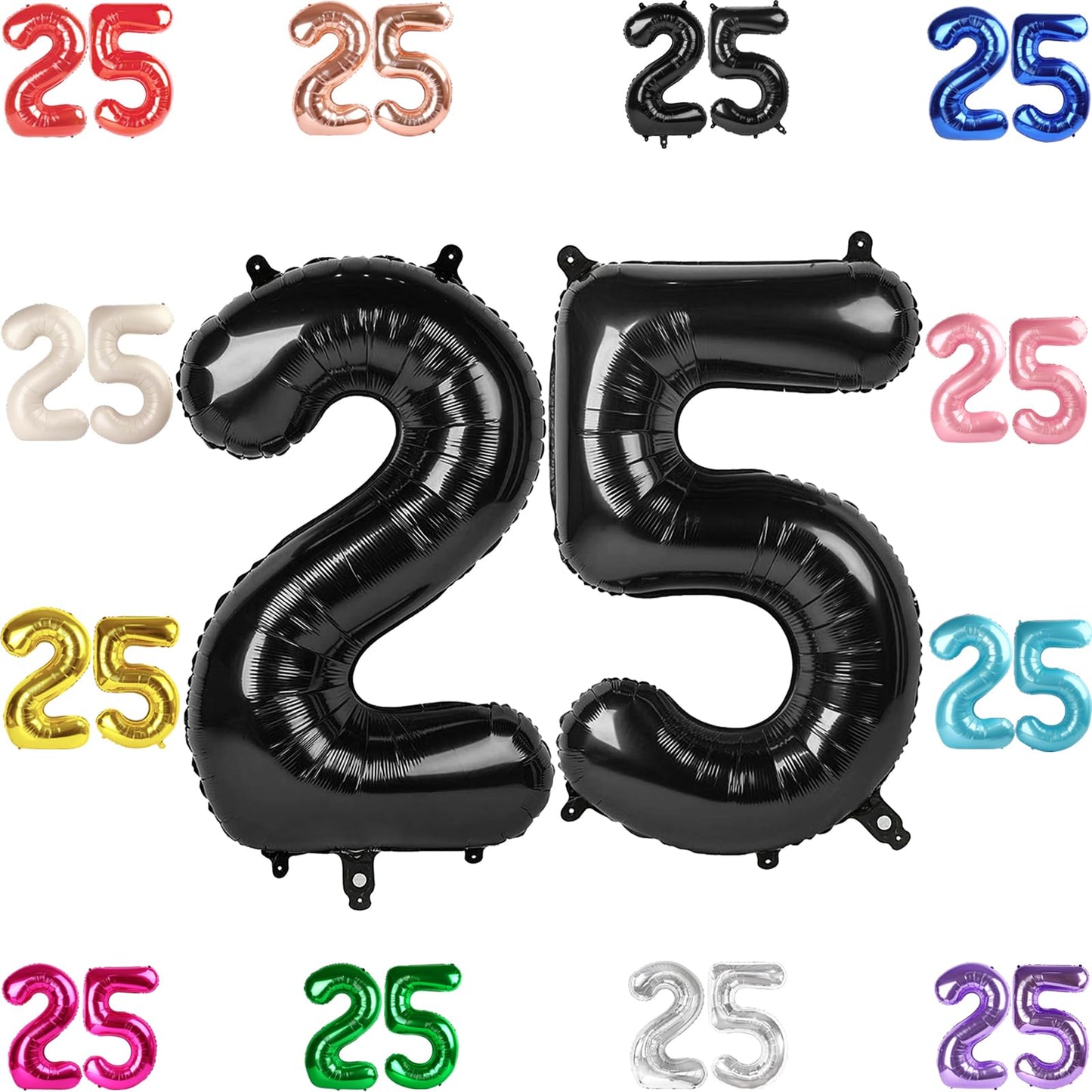 IWERP 40-Inch Black Number Balloon – 25th Birthday & Anniversary Decor