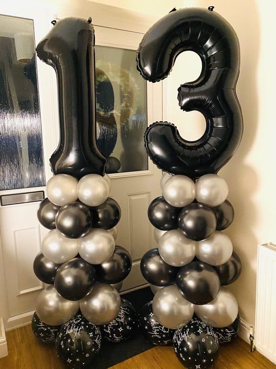 IWERP Black Number 13 Balloon 40 Inch – 13th Birthday Decorations