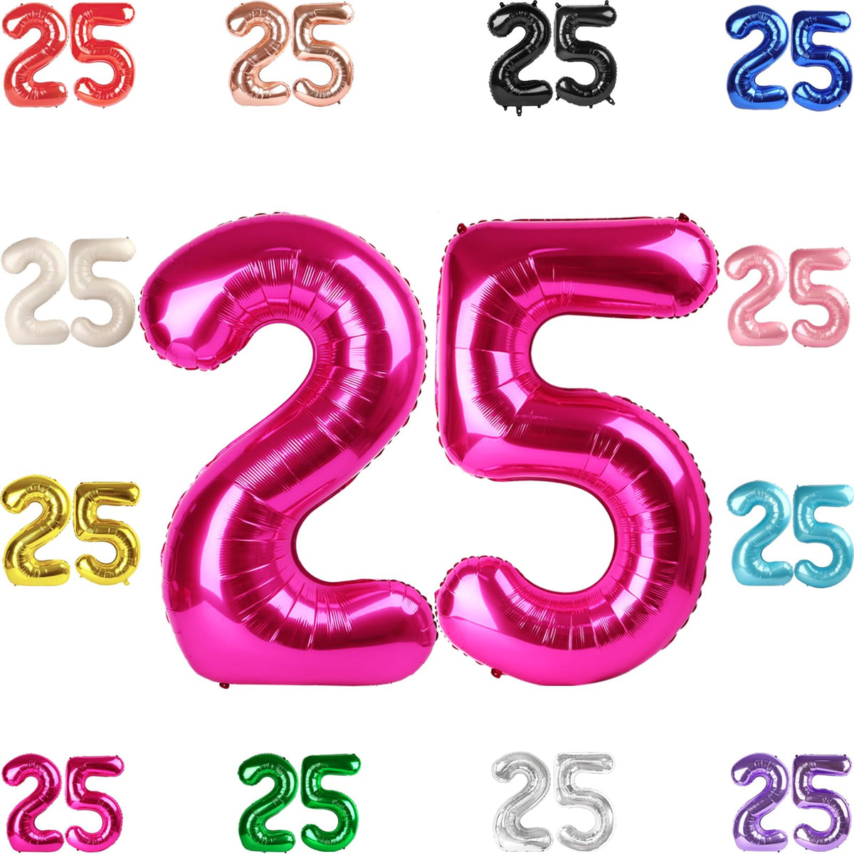IWERP 40-Inch Hot Pink 25 Balloon — 25th Birthday & Anniversary Decorations