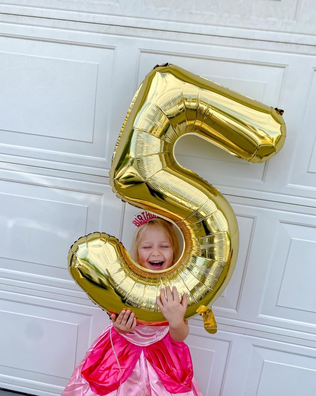 IWERP Champagne Gold 5 Balloon 40 Inch – White Gold 5th Birthday Decor