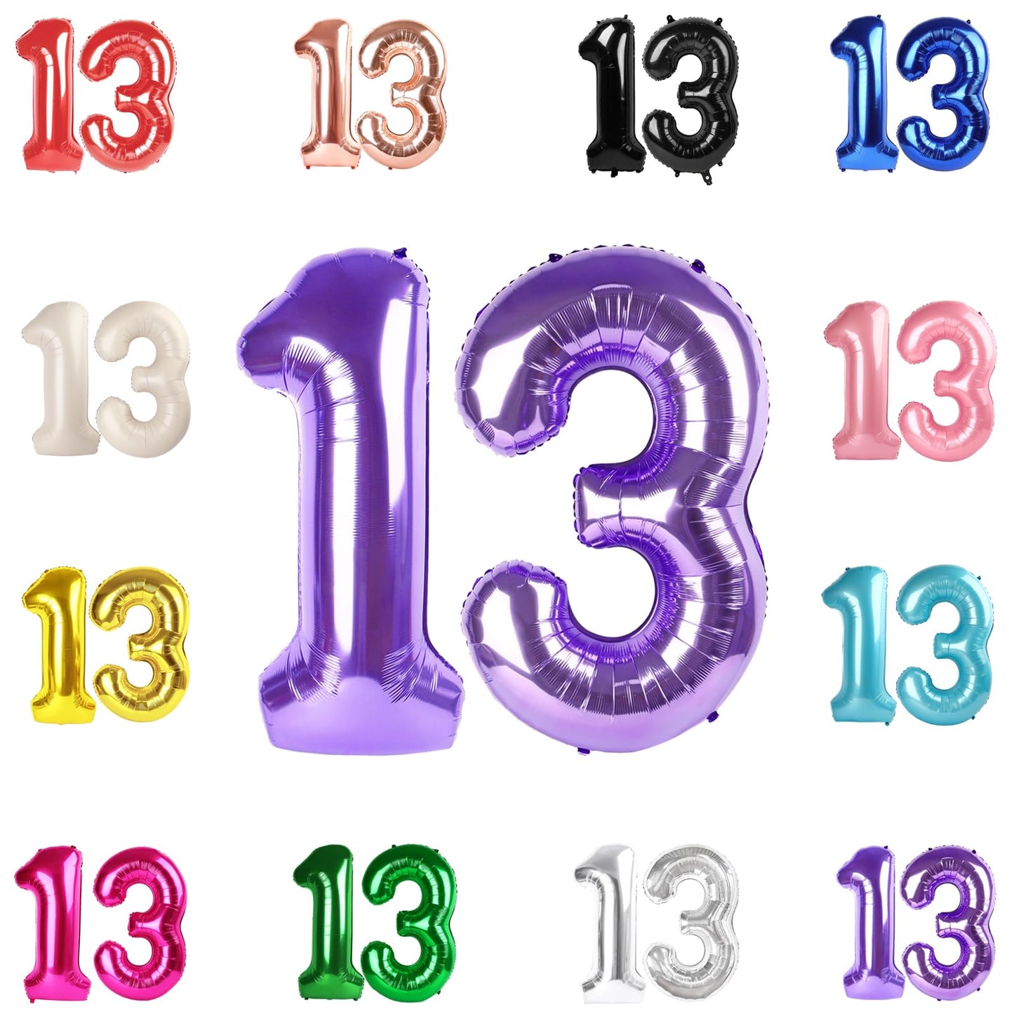 IWERP 40-Inch Purple 13 Balloon – 13th Birthday & 31st Birthday Decor