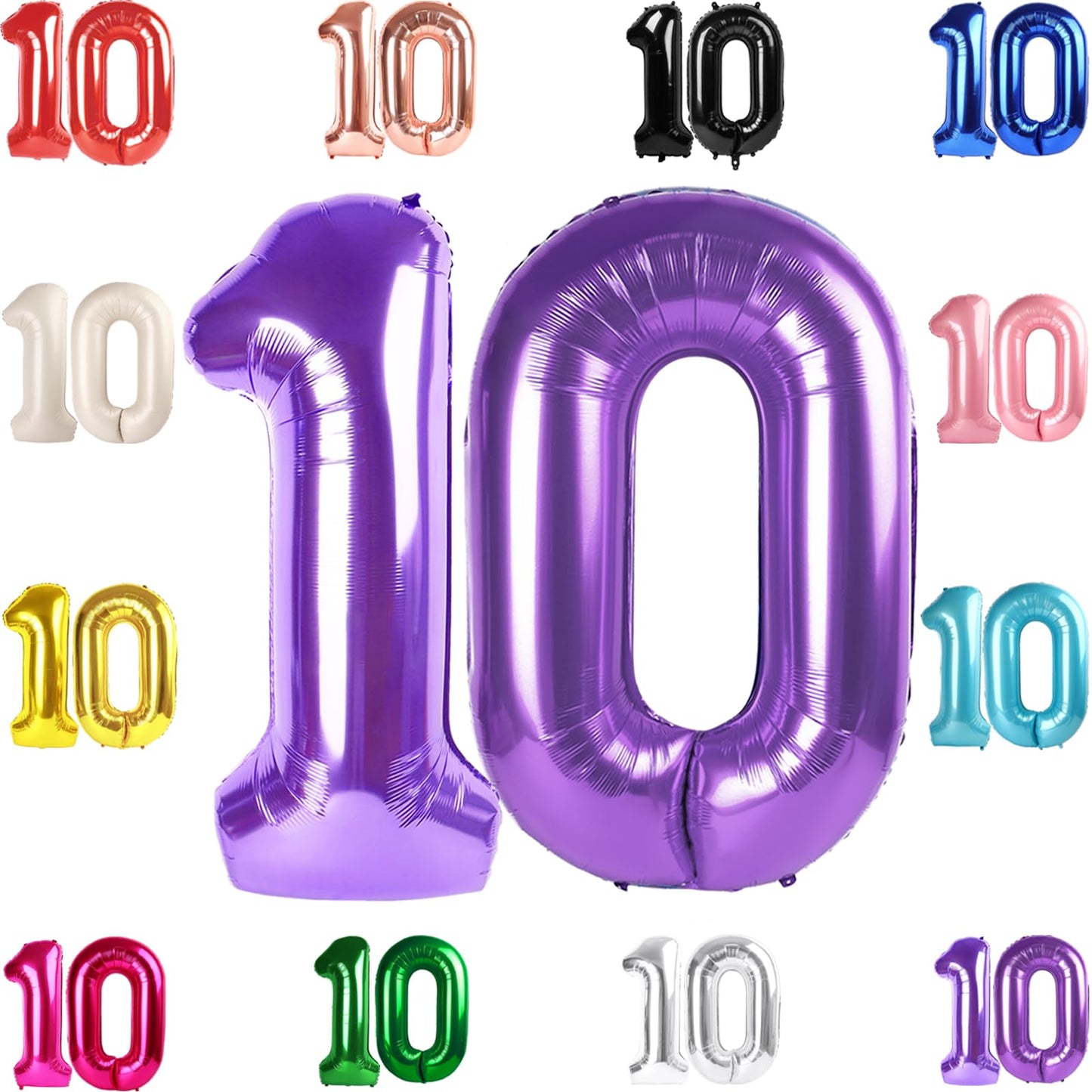 IWERP 40-Inch Purple Number Balloon – 10th Birthday & Anniversary Decor