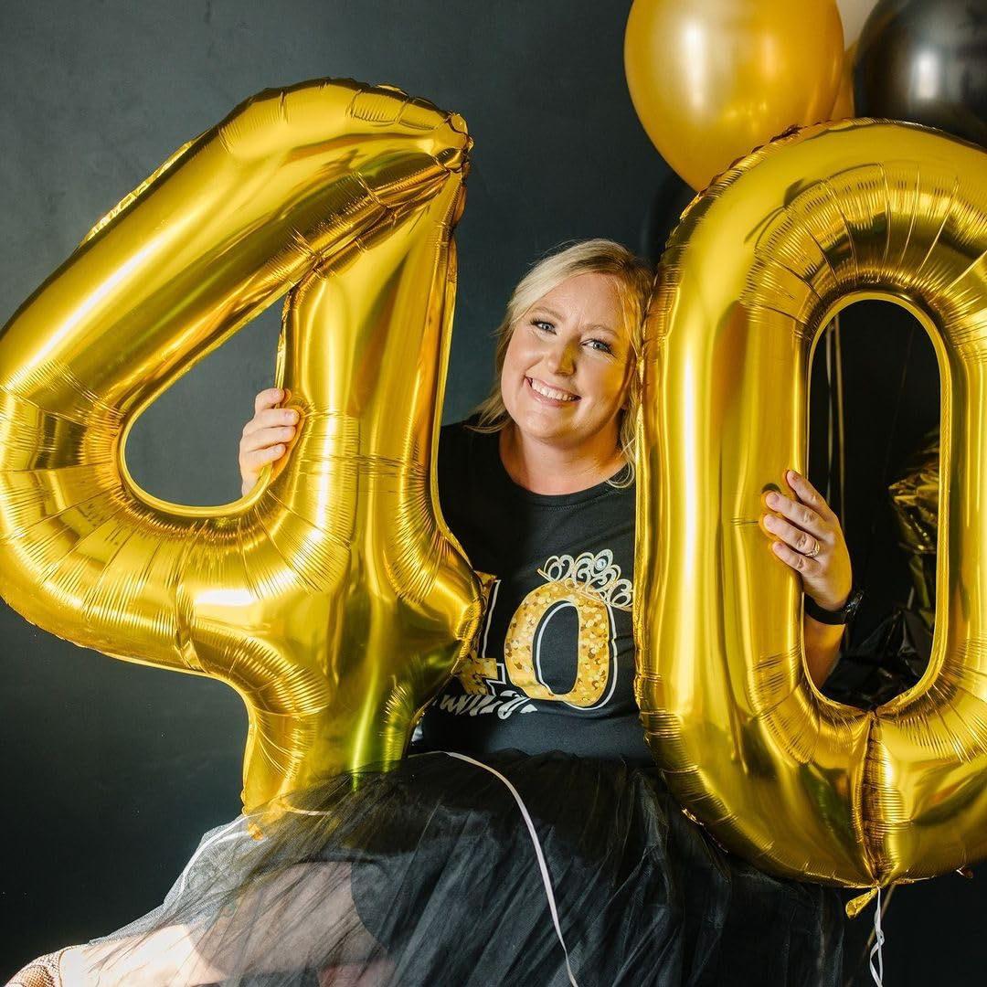 IWERP 40-Inch Gold Number Balloon – 40th Birthday & Anniversary Decorations