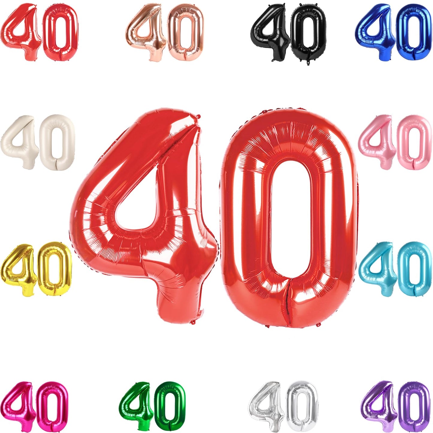 IWERP 40th Birthday Balloon – Red 40-Inch Number Balloon for Milestones
