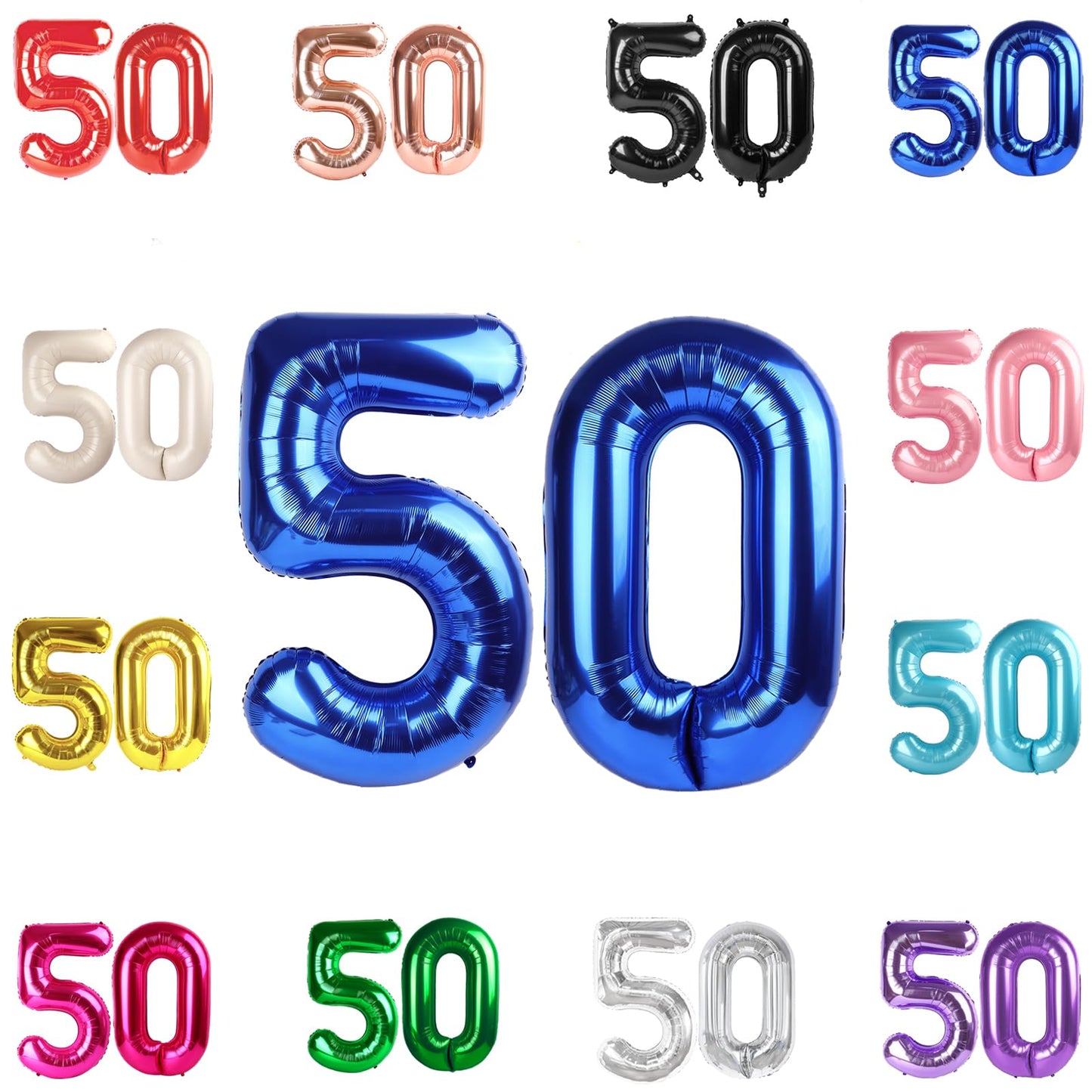 IWERP 50th Birthday Balloon – 40-Inch Metallic Blue Number 50 Decor