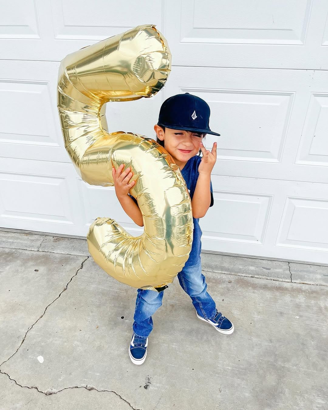 IWERP Champagne Gold 5 Balloon 40 Inch – White Gold 5th Birthday Decor