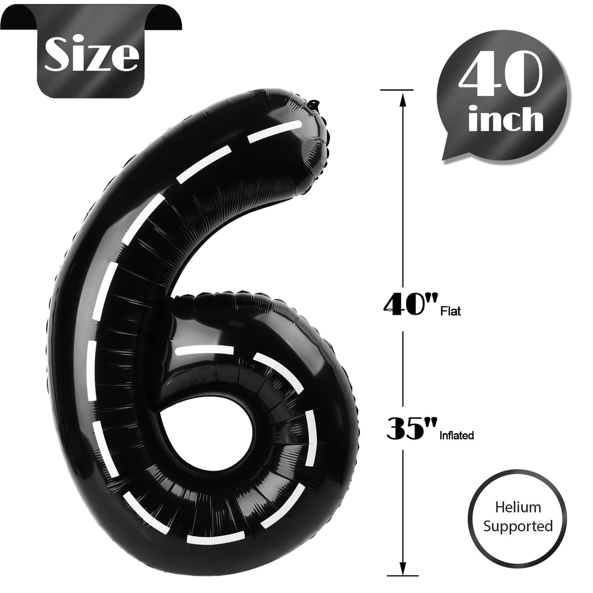 IWERP Race Car Number 6 Balloon — 40 Inch Birthday Decor for 6th Birthday