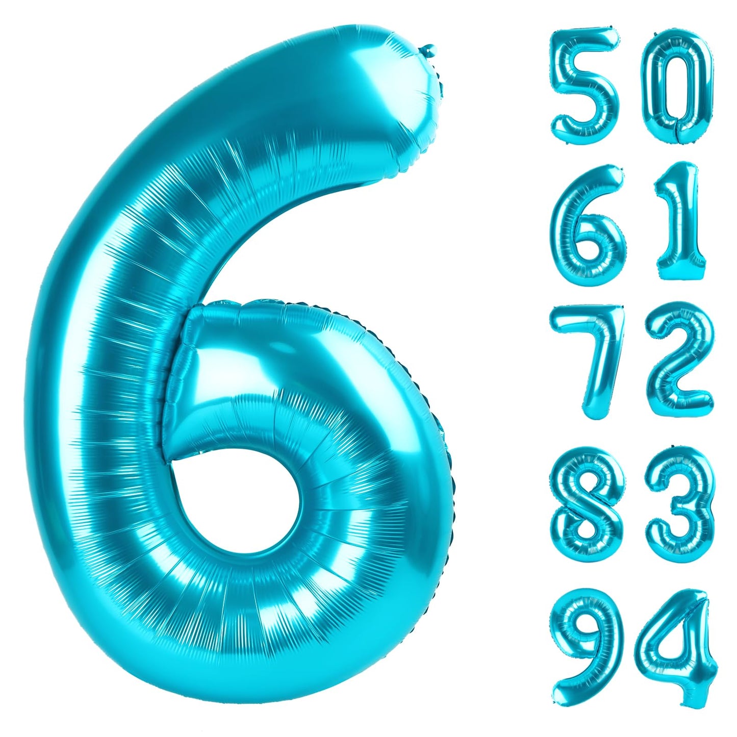 IWERP 6th Birthday Balloon - 40-Inch Blue Number Foil Balloon for Birthday Decor