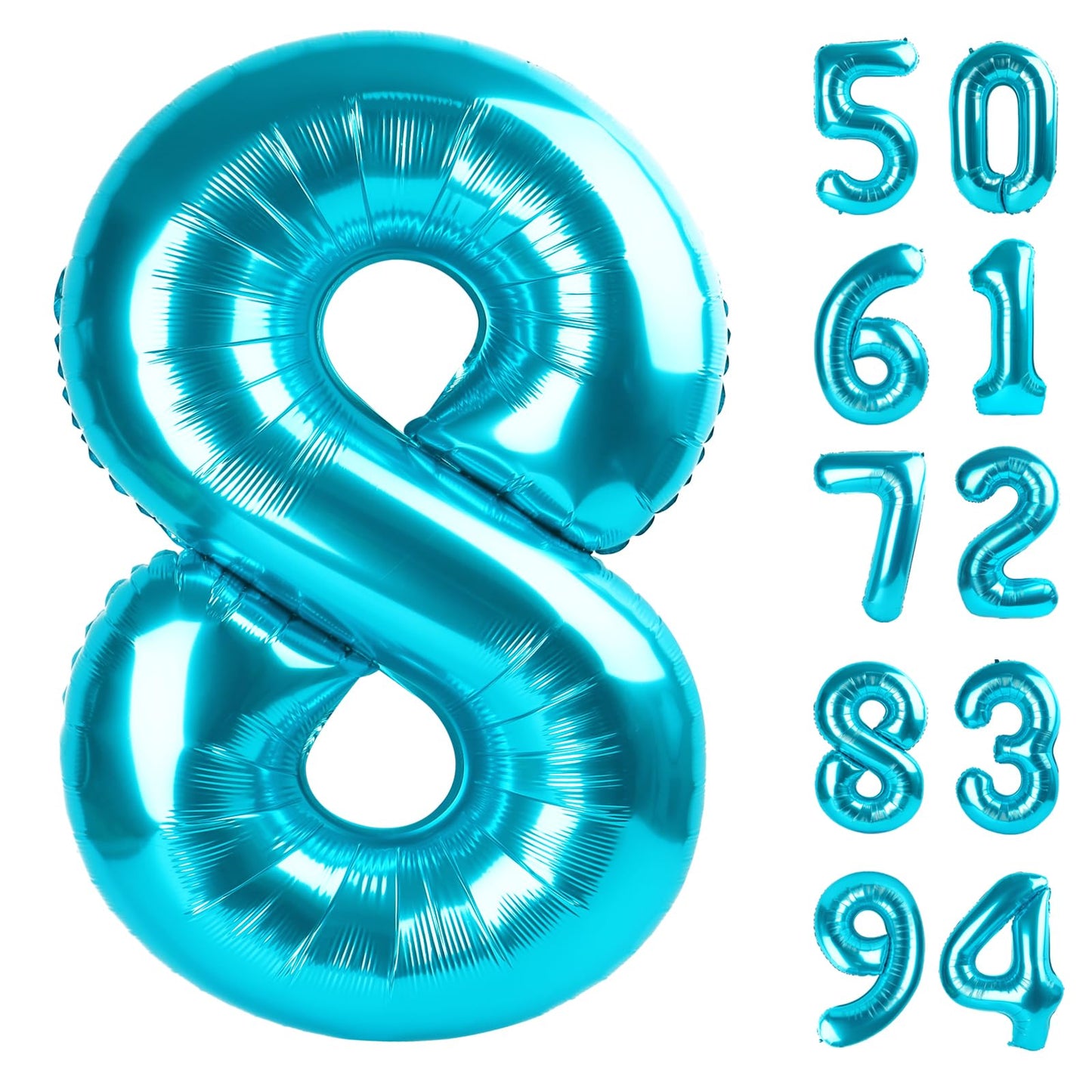 IWERP 8 Balloon - 40-Inch Blue Number Balloon for 8th Birthday Parties