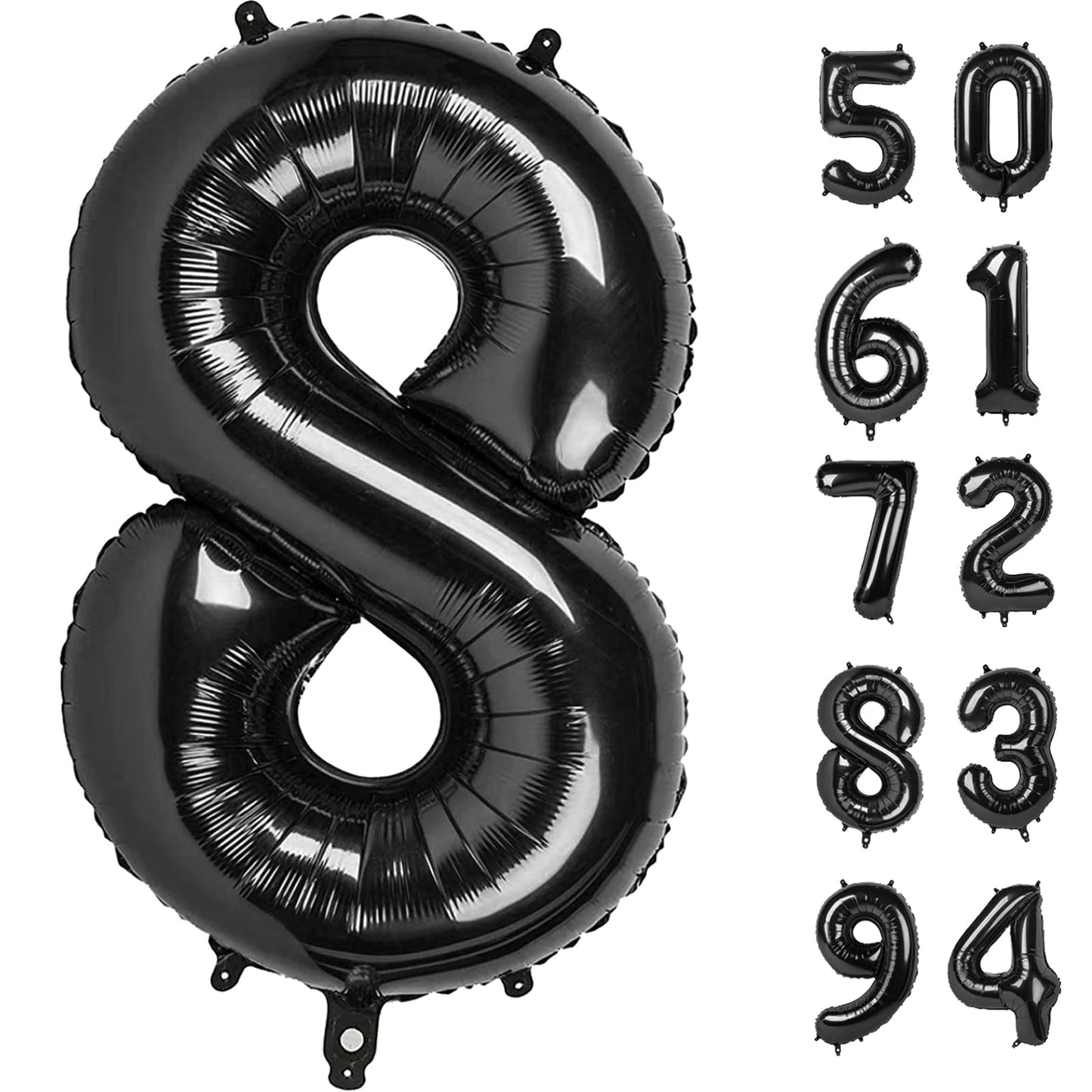 IWERP 8 Black 40-Inch Number Balloon – 8th Birthday Decorations