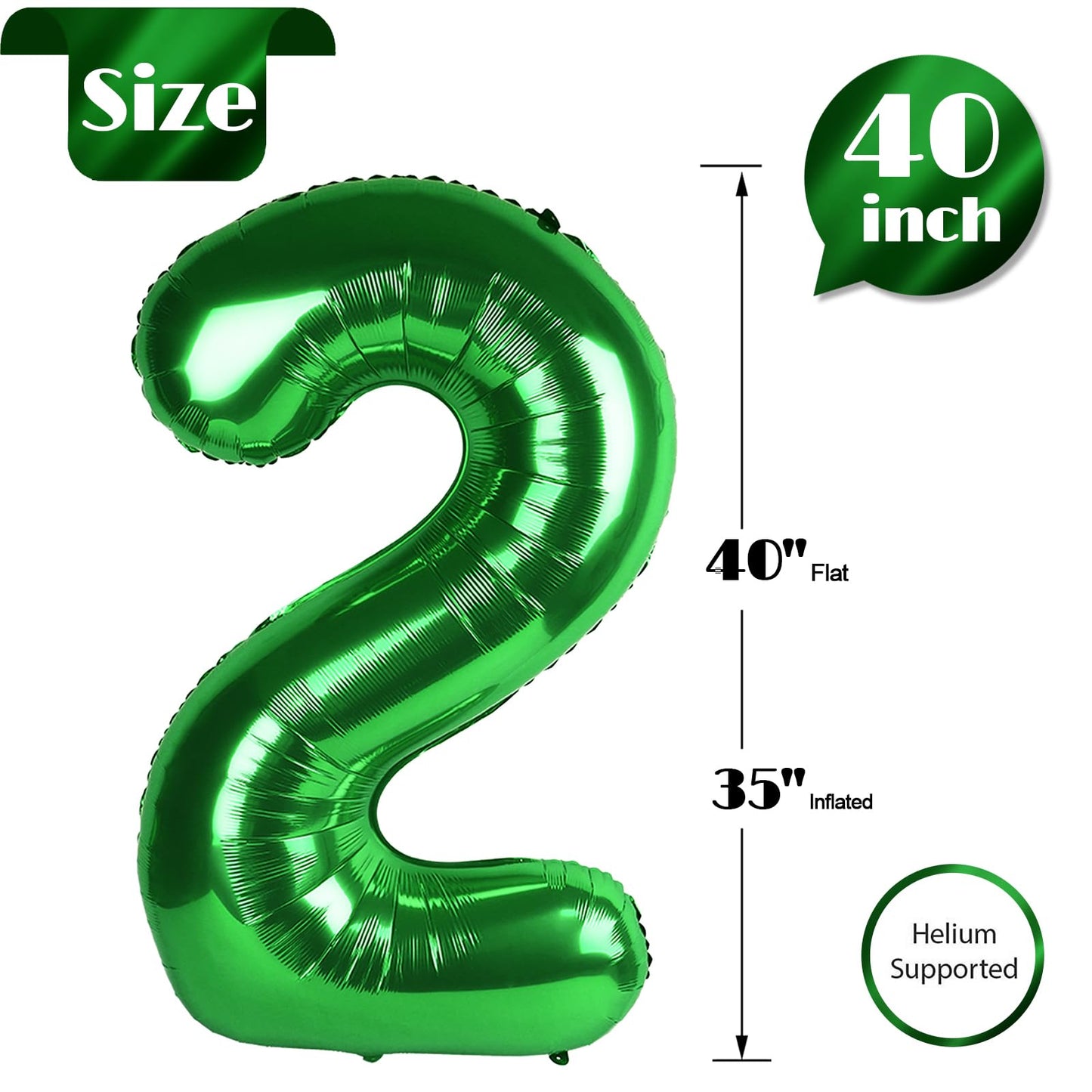 IWERP Green 2 Balloon (40 Inch) – 2nd Birthday Number Balloon & St. Patrick's Day Party Decor