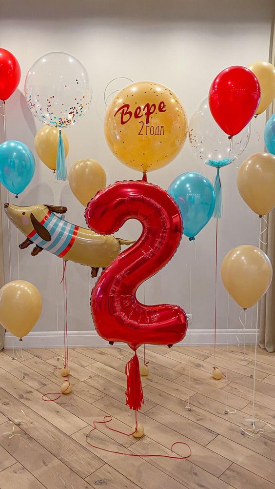 IWERP Red 2 Balloon – 40 Inch Number Balloon for Birthday Party Decorations