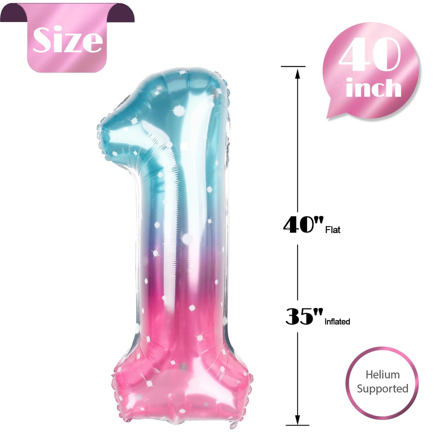 IWERP 40-Inch Starry Sky Number 1 Balloon – Giant First Birthday Decor