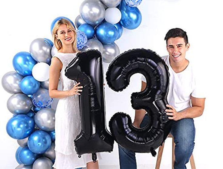 IWERP 40-Inch Black 13 Balloon – 13th Birthday & 31st Anniversary Decor
