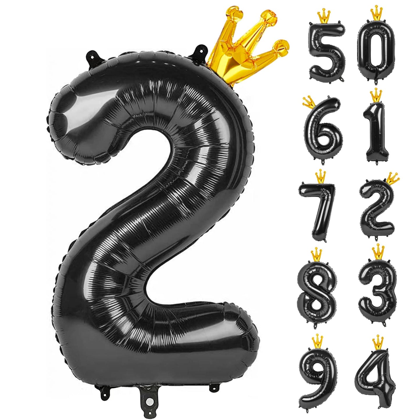 IWERP Black 2 Balloon – 40-Inch Number Balloon for 2nd Birthday