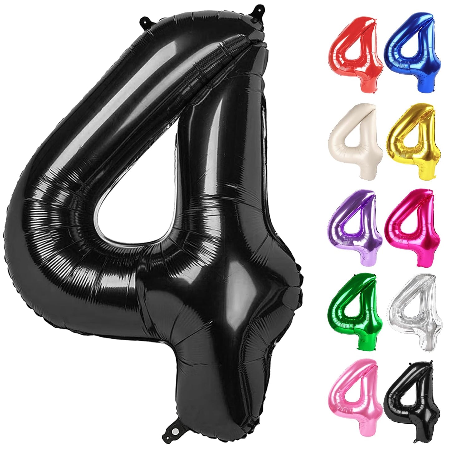 IWERP Black Number 4 Balloon 40 Inch – 4th Birthday Decor
