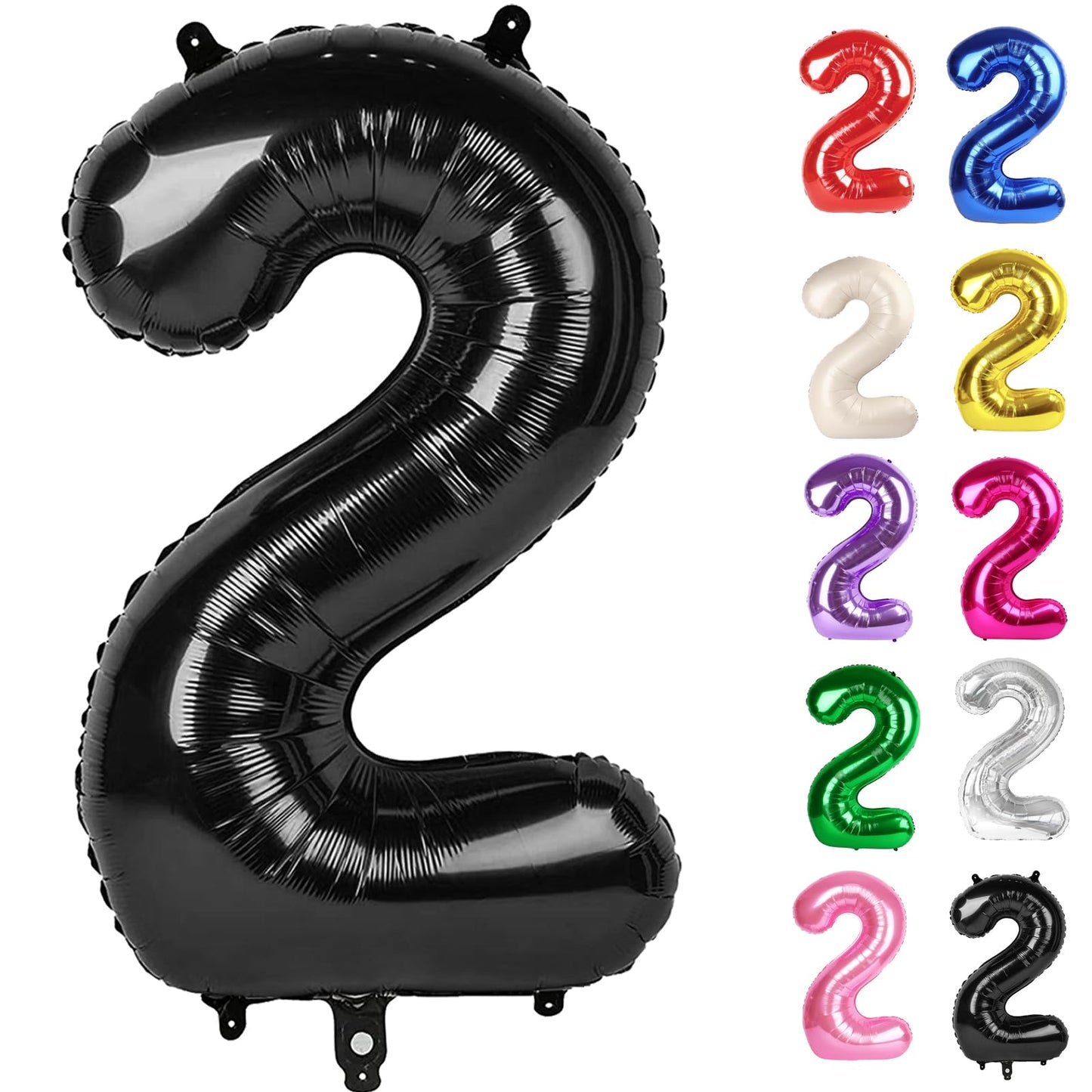 IWERP Black 40-Inch Number 2 Balloon – 2nd Birthday Decorations for Baby Girls & Boys