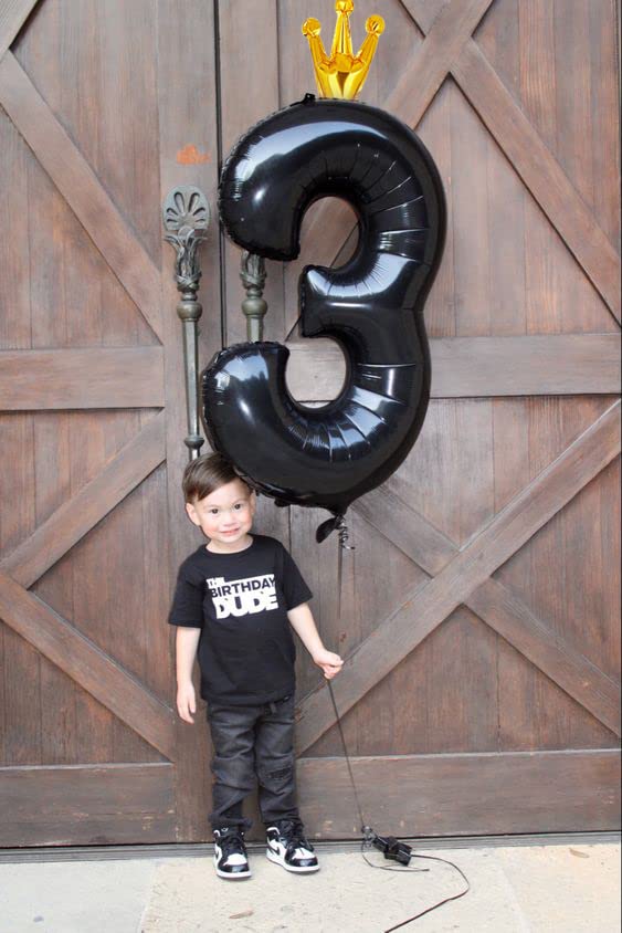 IWERP Black 40-Inch Number Balloon 3 - 3rd Birthday Party Decor | Helium or Air Ready