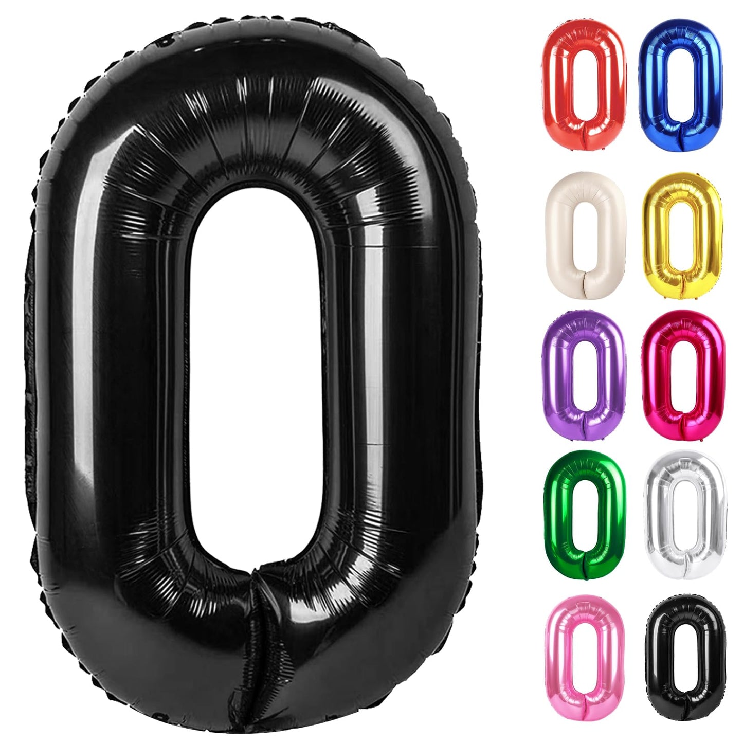 IWERP Black Number 0 Balloon 40 Inch – Bold Birthday Decor for 10th–60th Celebrations