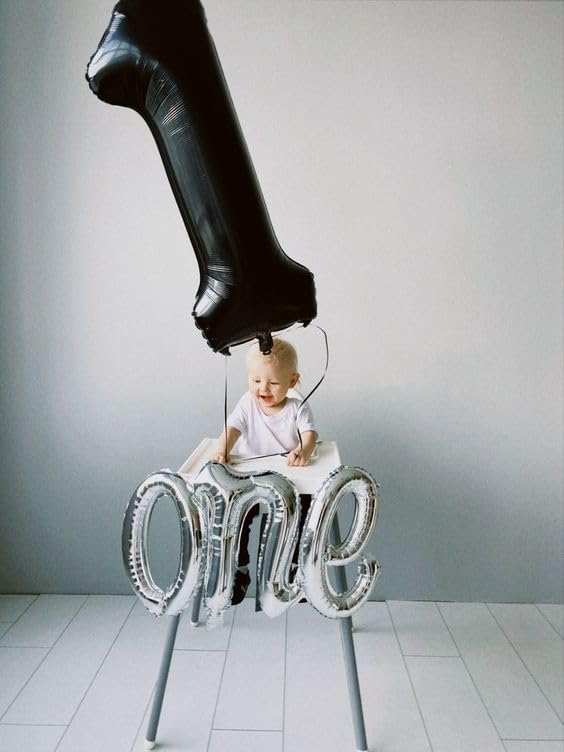 IWERP Black Number 1 Balloon – 40-Inch First Birthday Decoration