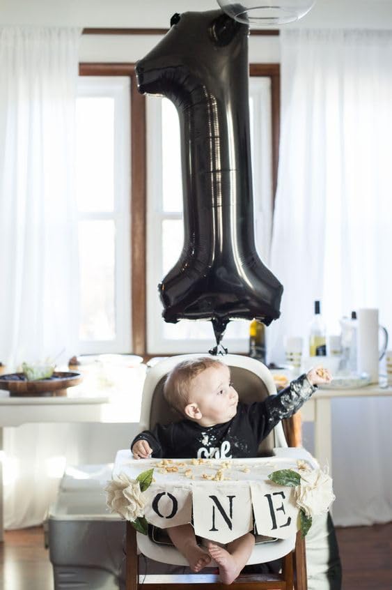 IWERP Black Number 1 Balloon – 40-Inch First Birthday Decoration