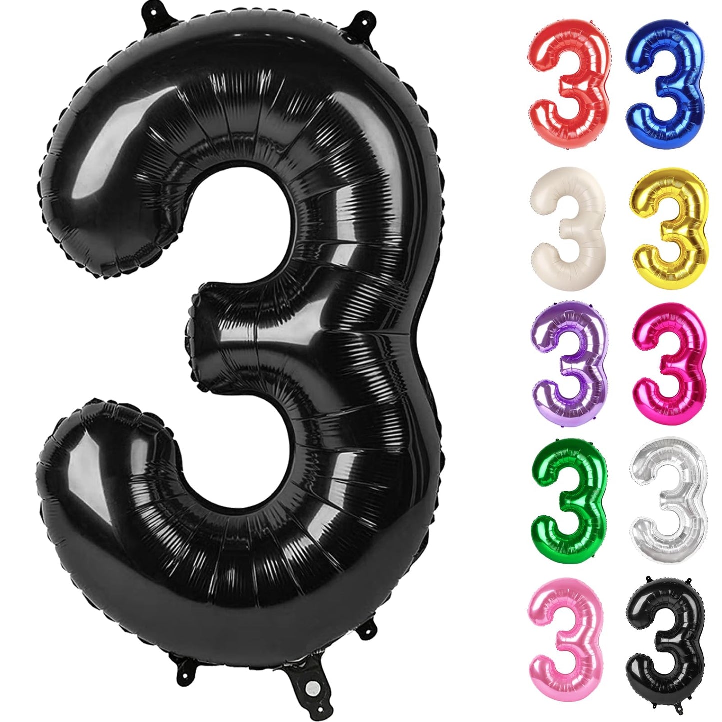 IWERP Black Number 3 Balloon 40 Inch – 3rd Birthday Decorations