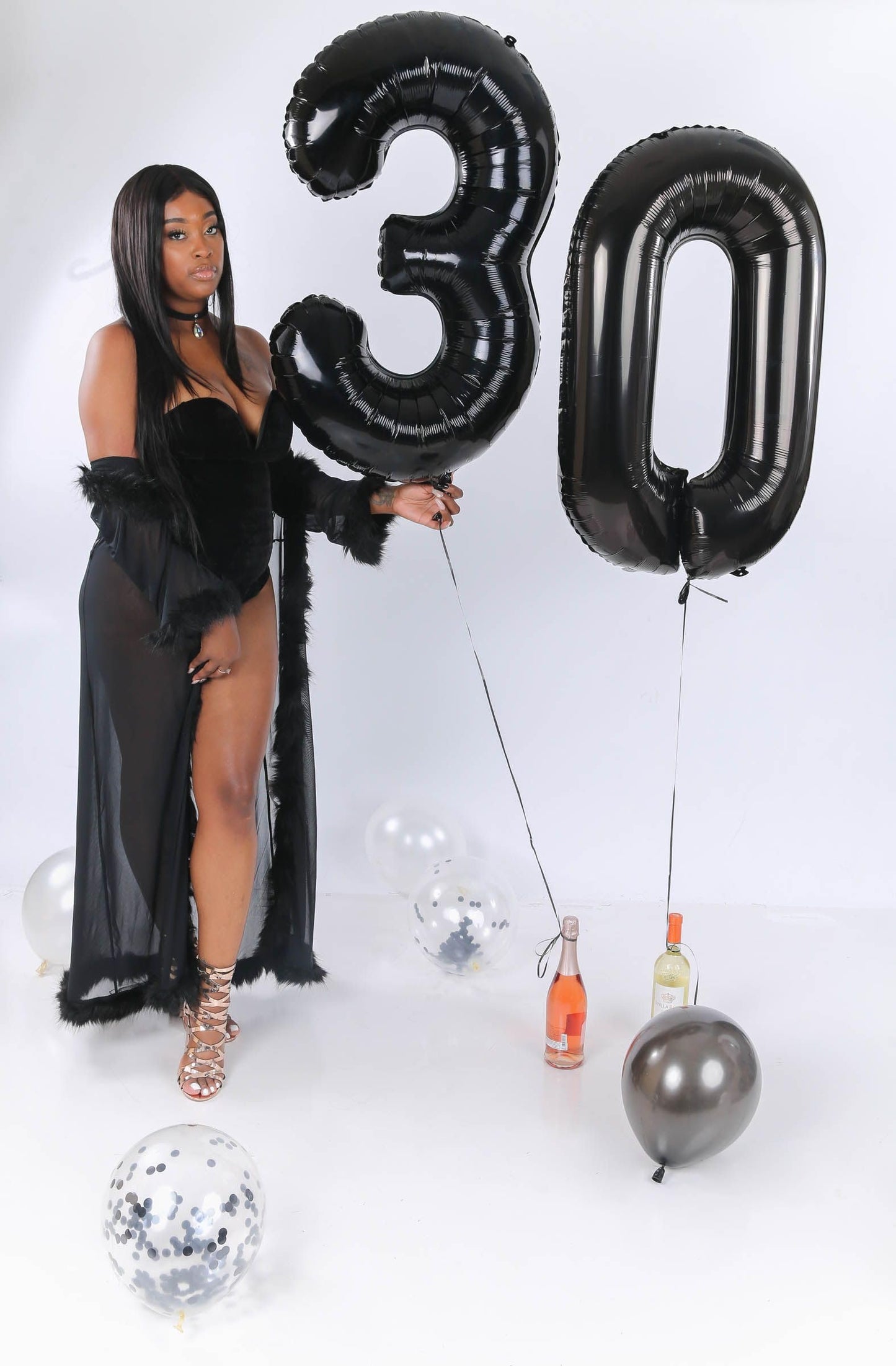 IWERP Black Number 30 Balloon – 40-Inch 30th Birthday Decor for Women & Men