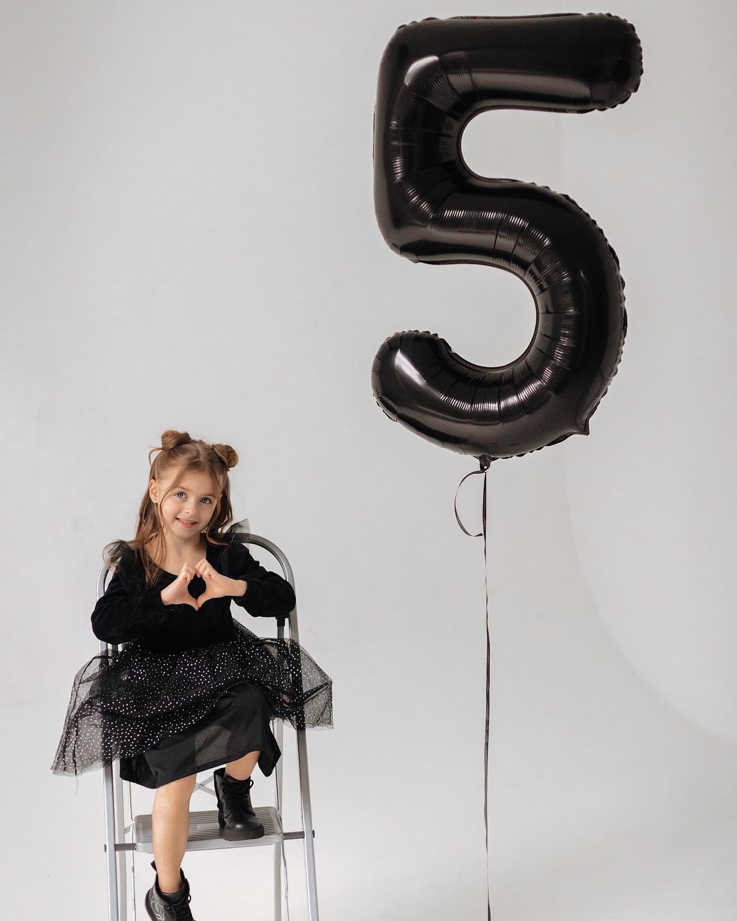 IWERP Black Number 5 Balloon 40 Inch — Fifth Birthday Decorations & Black Party Supplies