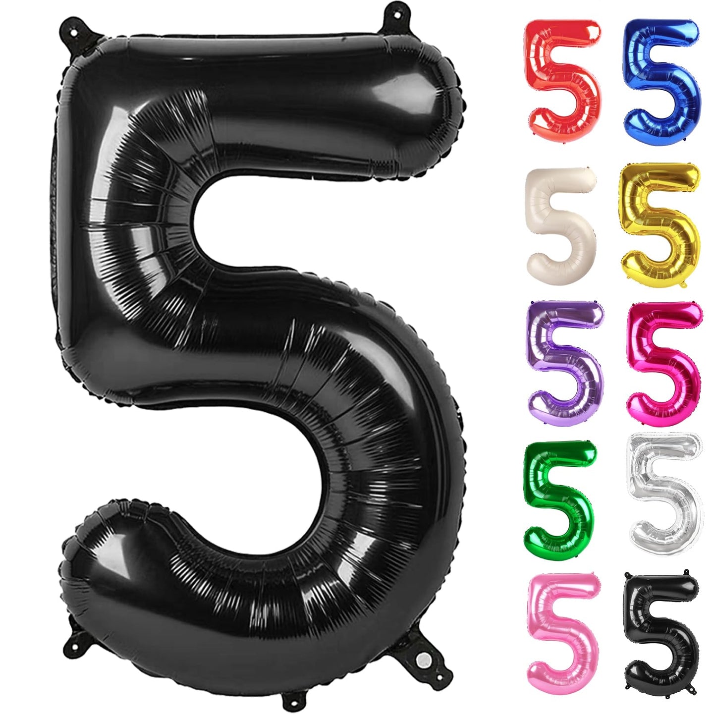 IWERP Black Number 5 Balloon 40 Inch — Fifth Birthday Decorations & Black Party Supplies