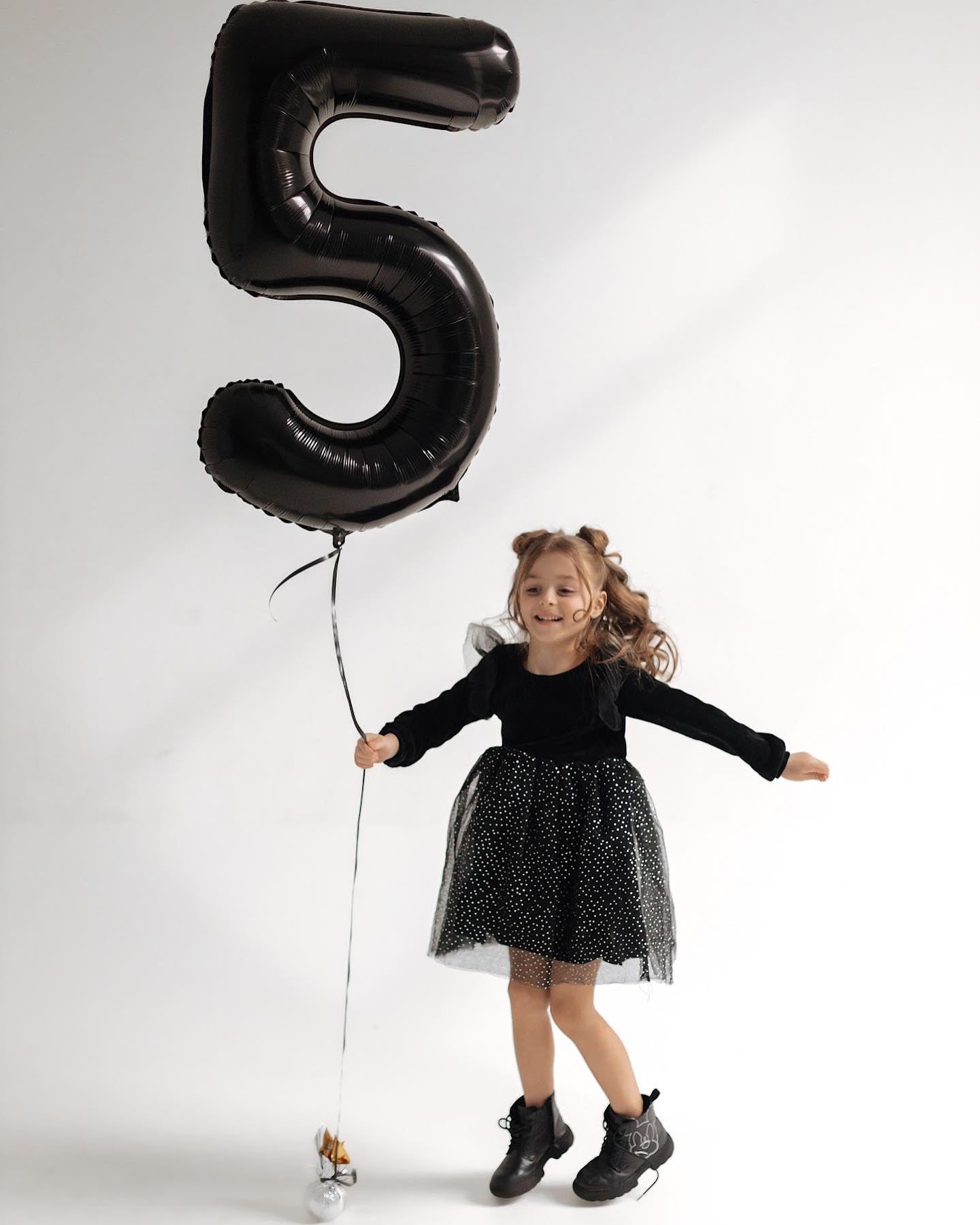 IWERP Black Number 5 Balloon 40 Inch — Fifth Birthday Decorations & Black Party Supplies