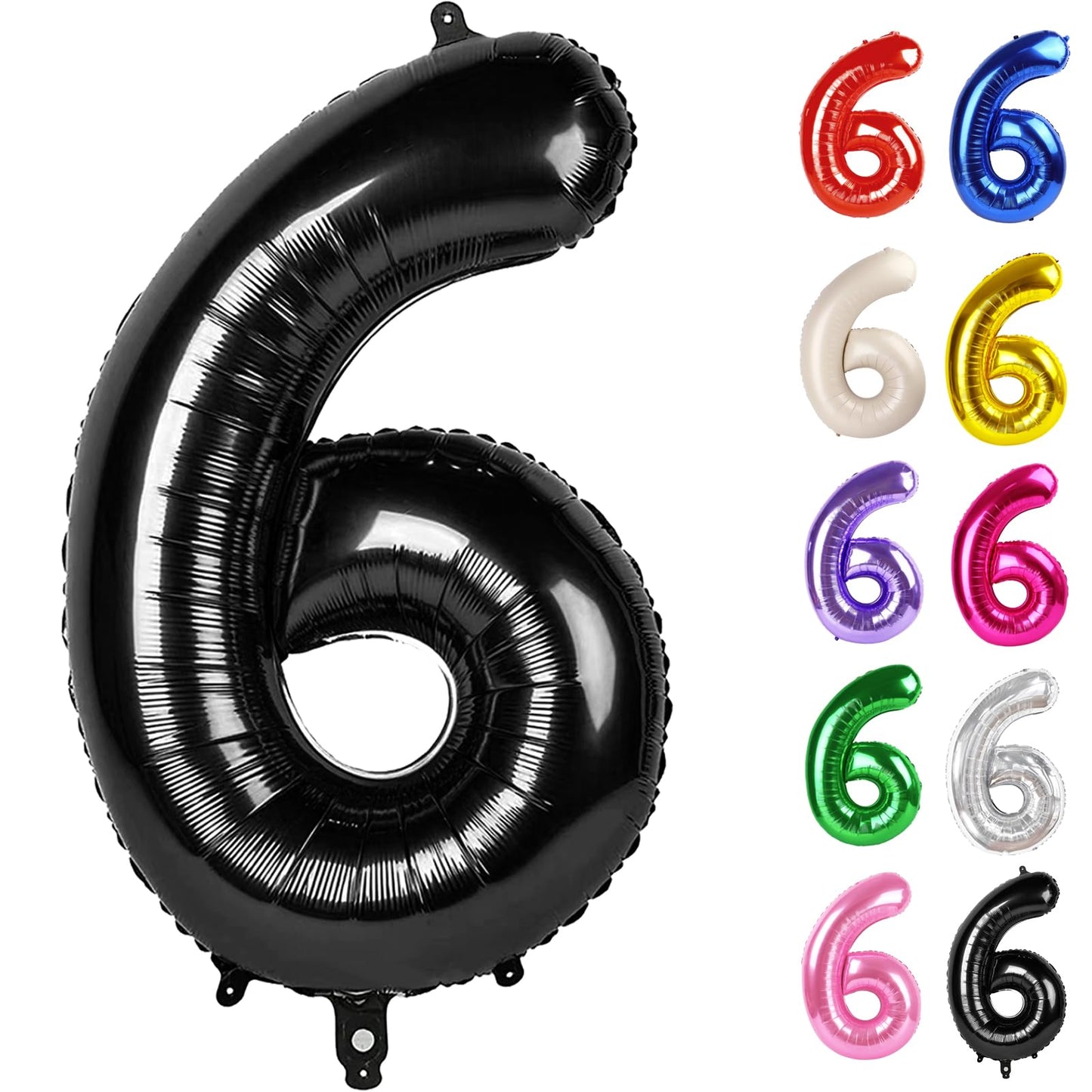 IWERP Black Number 6 Balloon 40 Inch – 6th Birthday Decorations