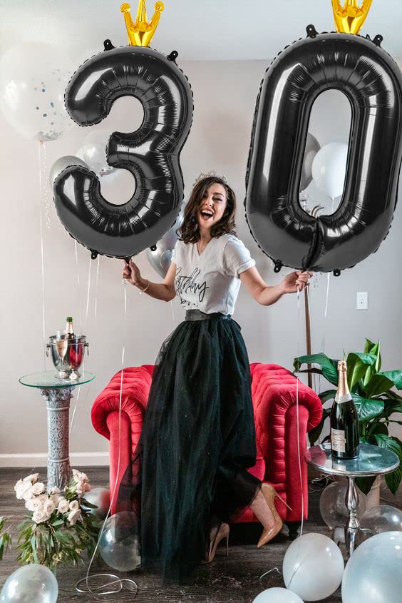 IWERP Black 40-Inch Number Balloon 3 - 3rd Birthday Party Decor | Helium or Air Ready