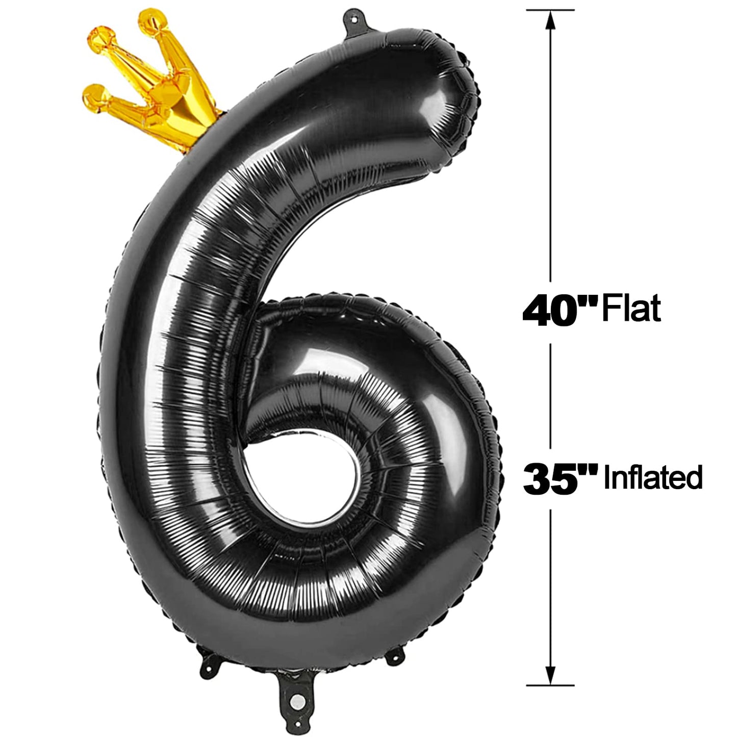 IWERP Black 6 Balloon – 40-Inch Number Balloon for Wednesday Addams Party