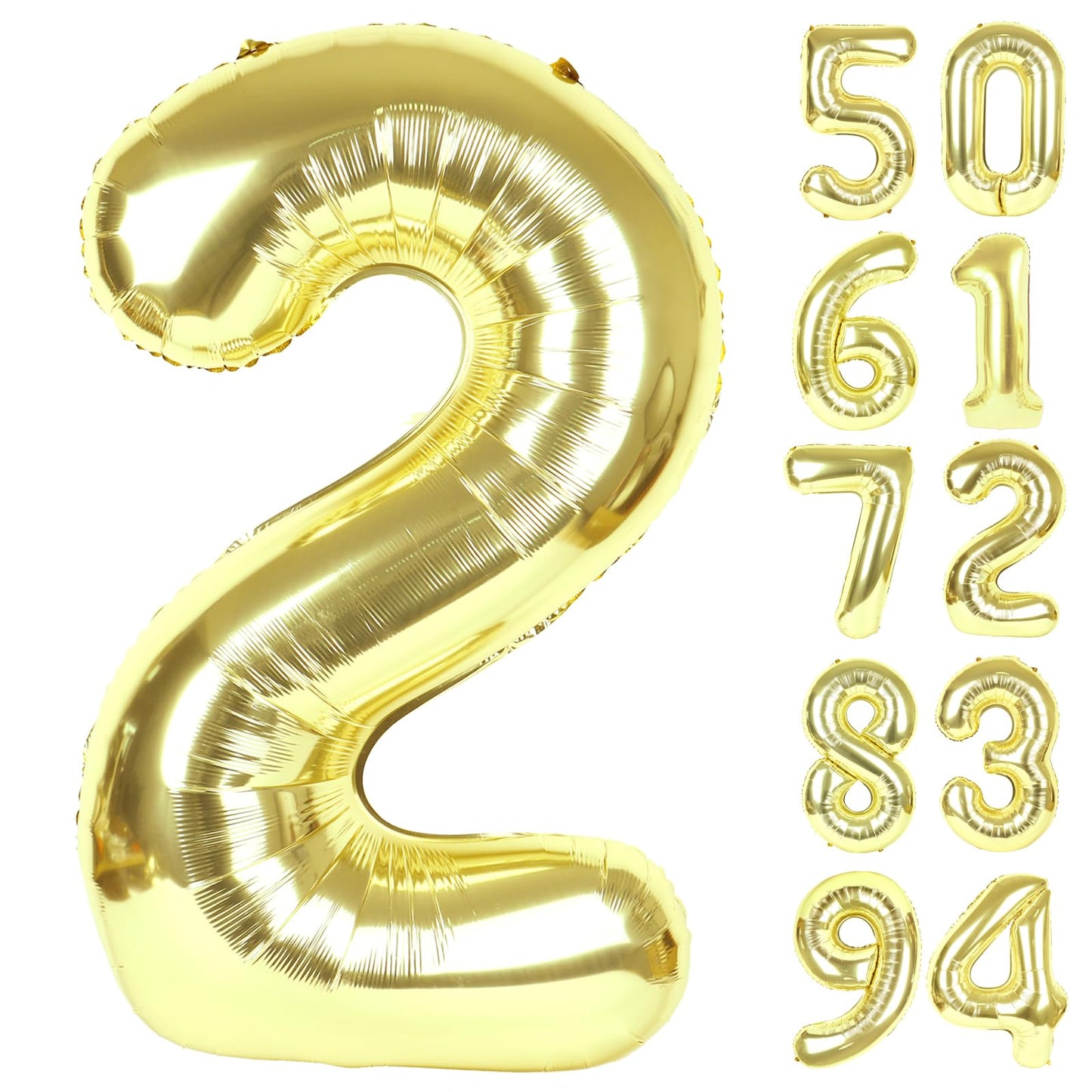IWERP Champagne Gold 2 Balloon - 40-Inch Number Birthday Balloon