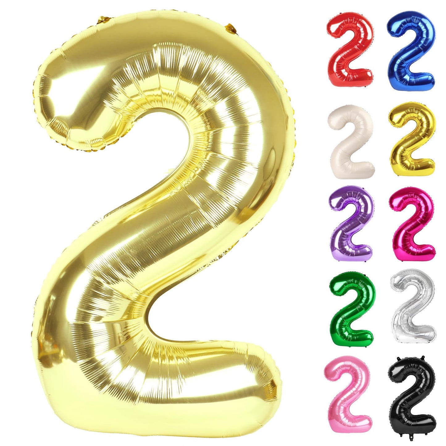 IWERP Champagne Gold 2 Balloon 40-Inch – White Gold 2nd Birthday Decorations