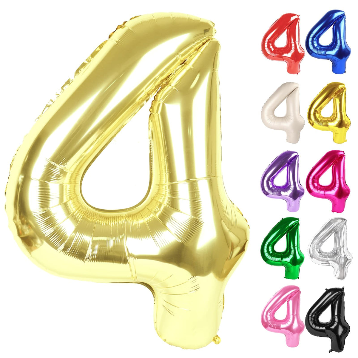 IWERP Champagne Gold 40-Inch Number 4 Balloon – White Gold 4th Birthday Decor