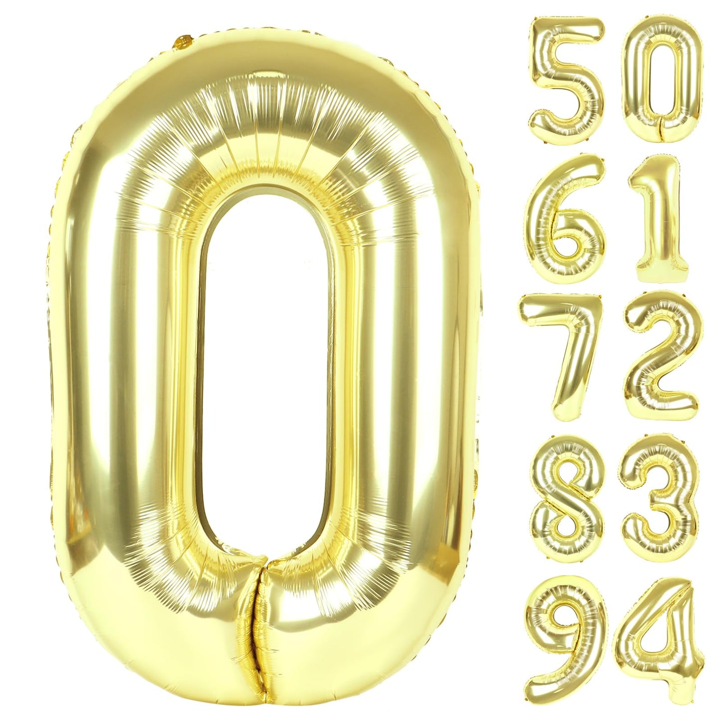 IWERP Champagne Gold 40-Inch Number Balloon – 0, 10, 20, 30, 40, 50 Birthday Decorations