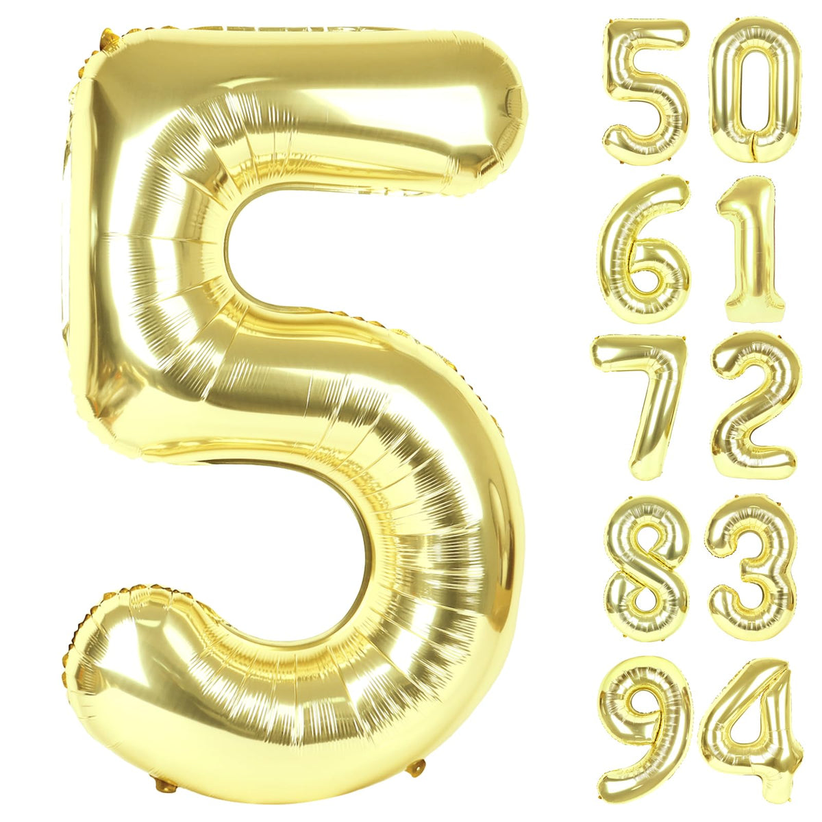 IWERP Champagne Gold 5 Balloon – 40 Inch Number Balloon for 5th Birthday Parties | Light Gold Decor