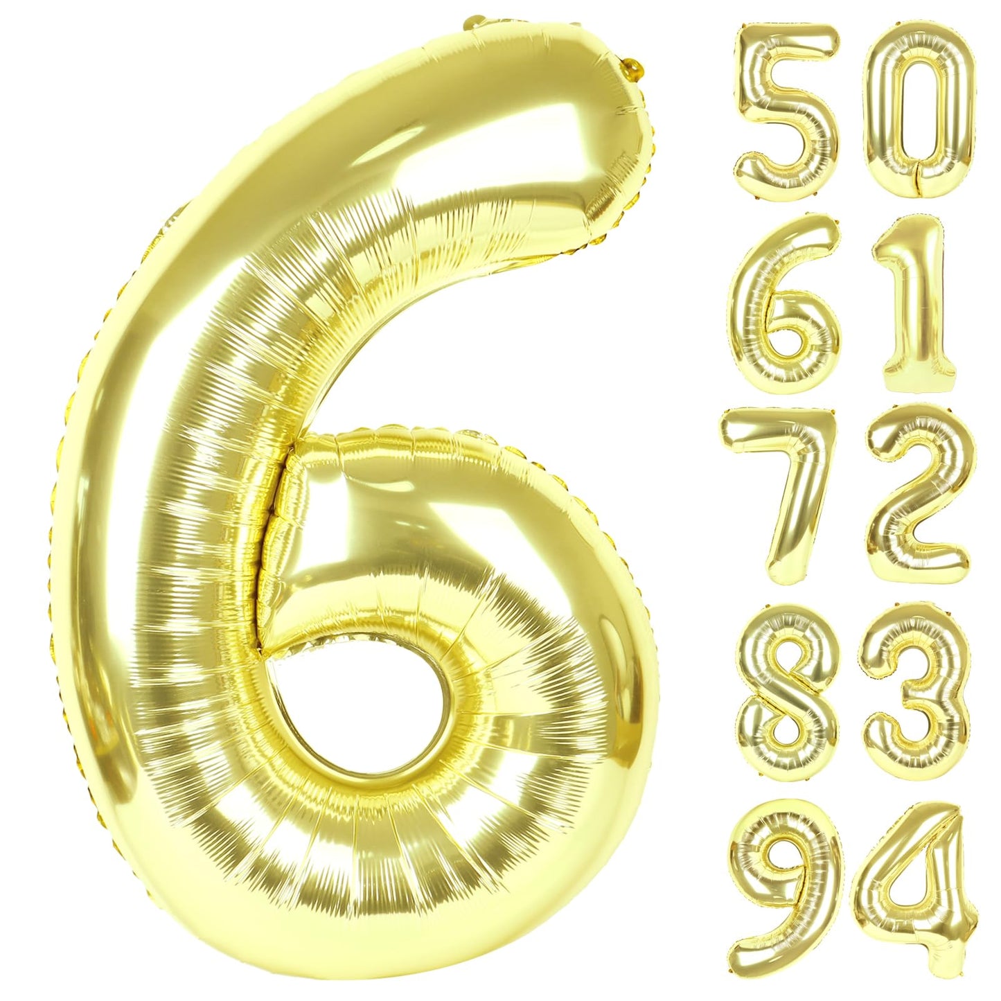 IWERP Champagne Gold 6 Balloon — 40-Inch Number Balloon for Elegant Birthday Backdrops