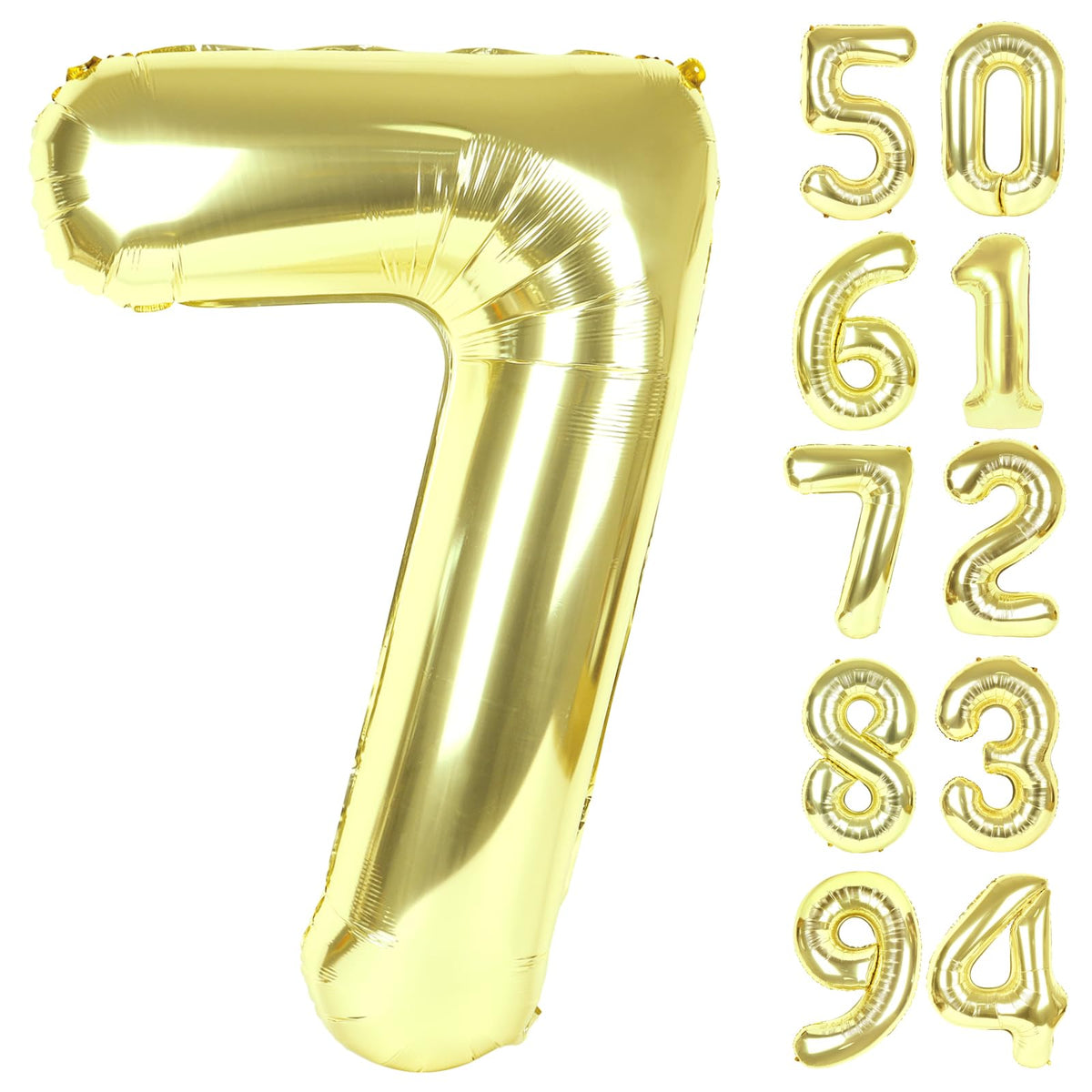 IWERP Champagne Gold 7 Balloon – 40 Inch Foil Number Balloon for 7th Birthday