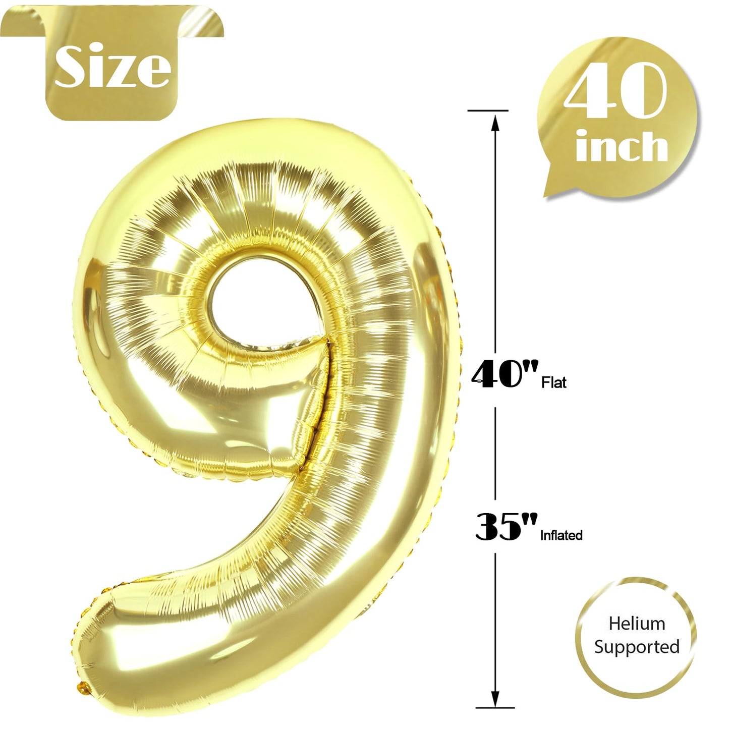 Champagne Gold 40in Number 9 Balloon – IWERP | 9th Birthday Decor