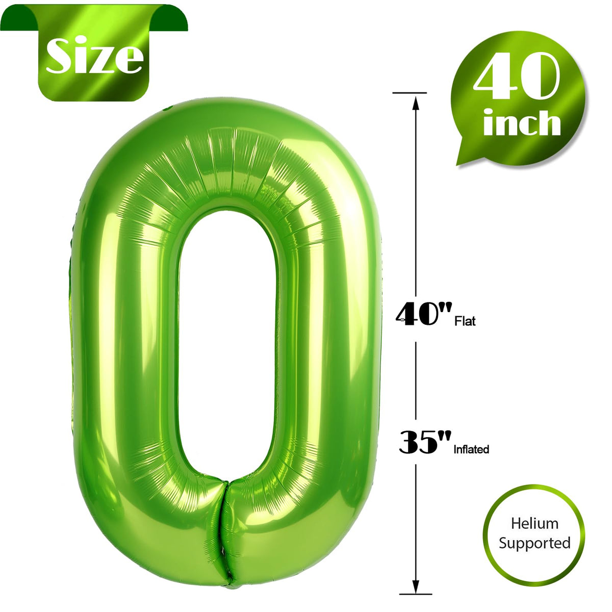 IWERP Light Green 40-Inch Number 0 Balloon – Birthday Decor for 10th–60th Celebrations