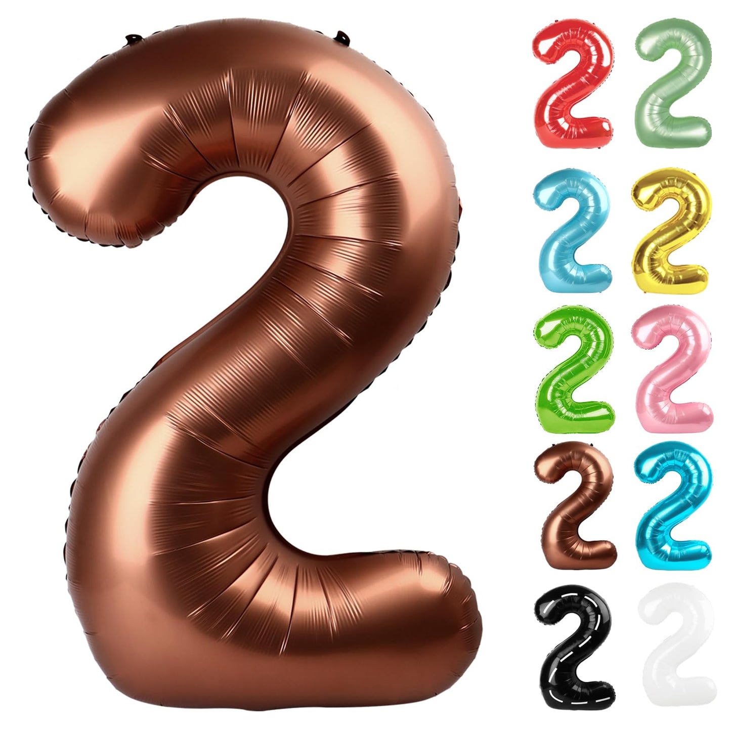 IWERP Coffee Brown Number 2 Balloon 40 Inch – 2nd Birthday Decorations