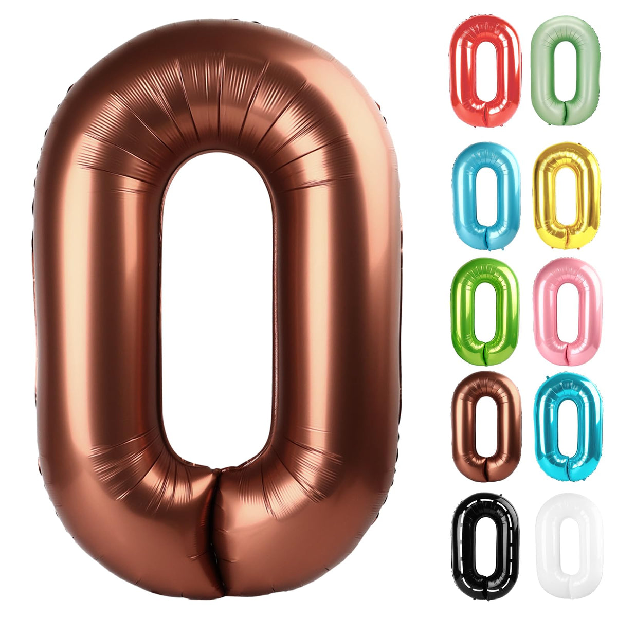IWERP Coffee Brown Number 0 Balloon 40 Inch – Birthday Decorations for 10th to 60th Celebrations