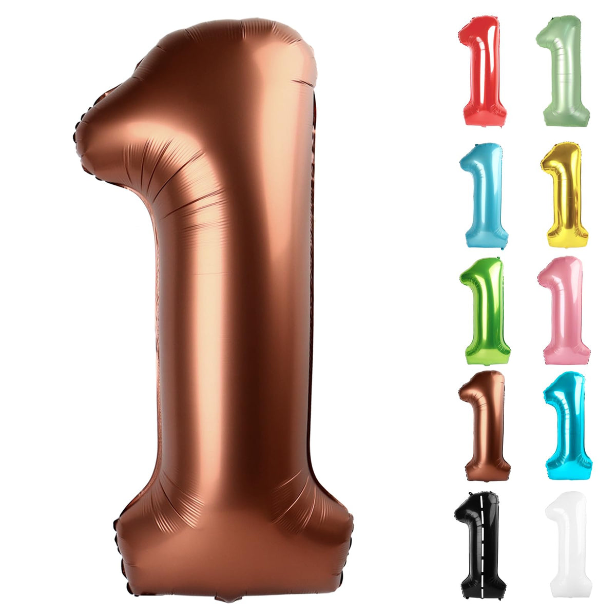 IWERP Coffee Brown Number 1 Balloon - 40-Inch First Birthday Decor for Baby, Boy, or Girl