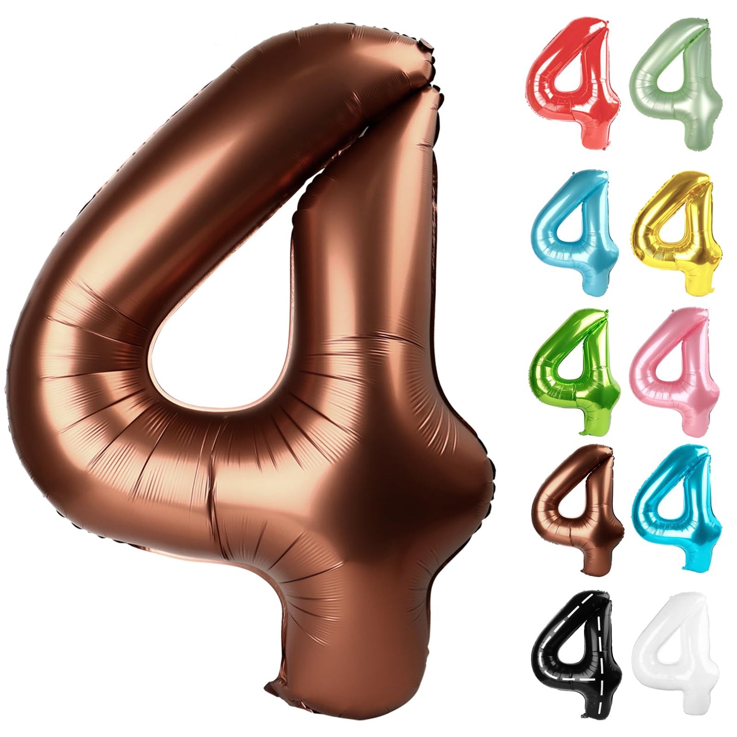IWERP Coffee Brown Number 4 Balloon 40 Inch – Fourth Birthday Decorations
