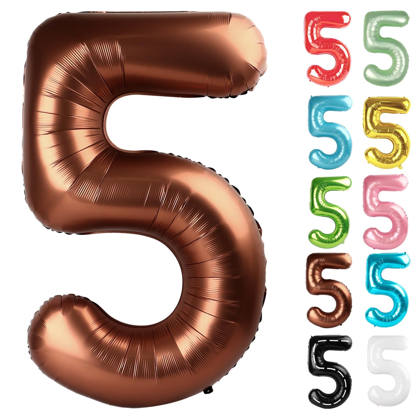 IWERP Coffee Brown 40 Inch Number 5 Balloon – 5th Birthday Decorations