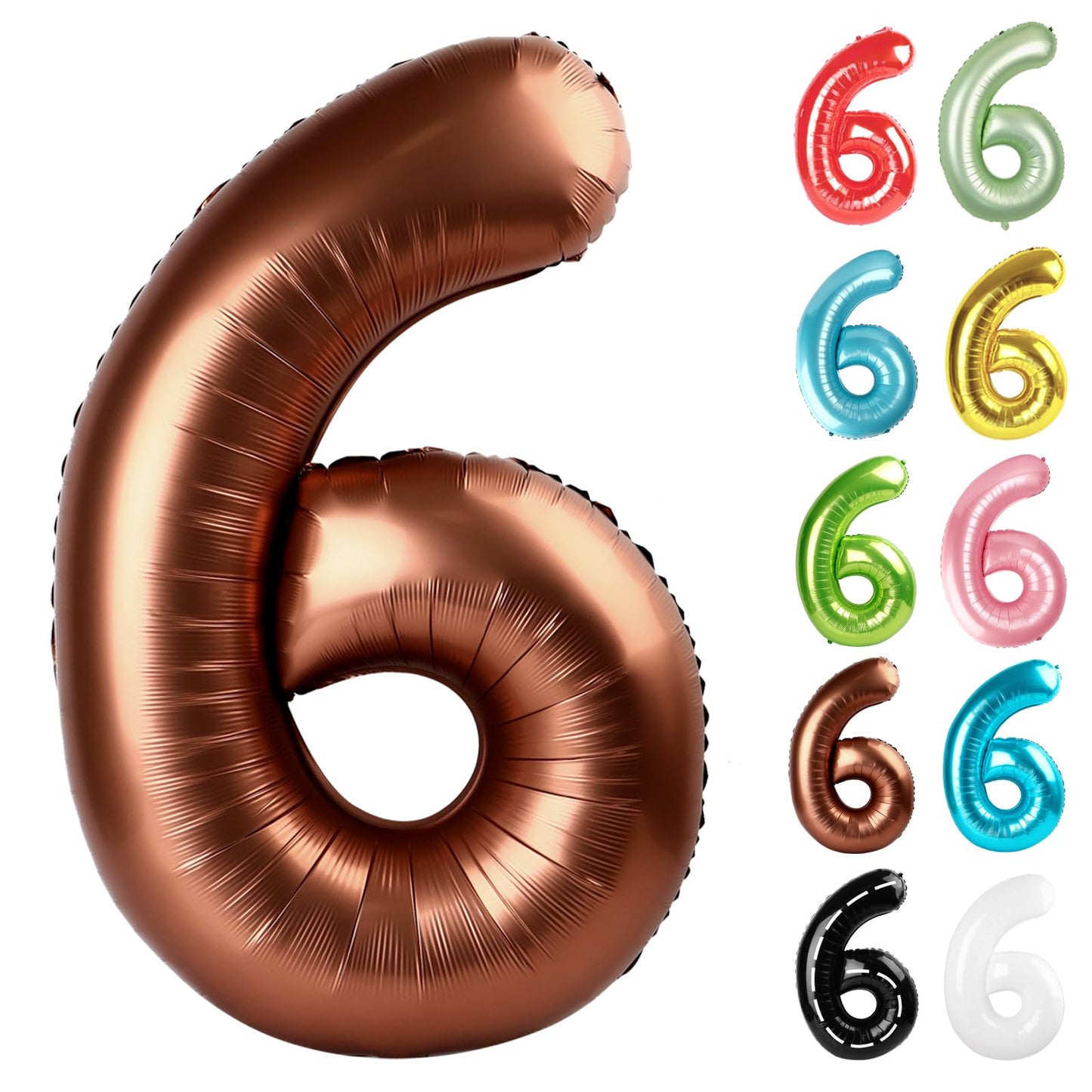 IWERP Coffee Brown Number 6 Balloon 40 Inch – 6th Birthday Party Decor